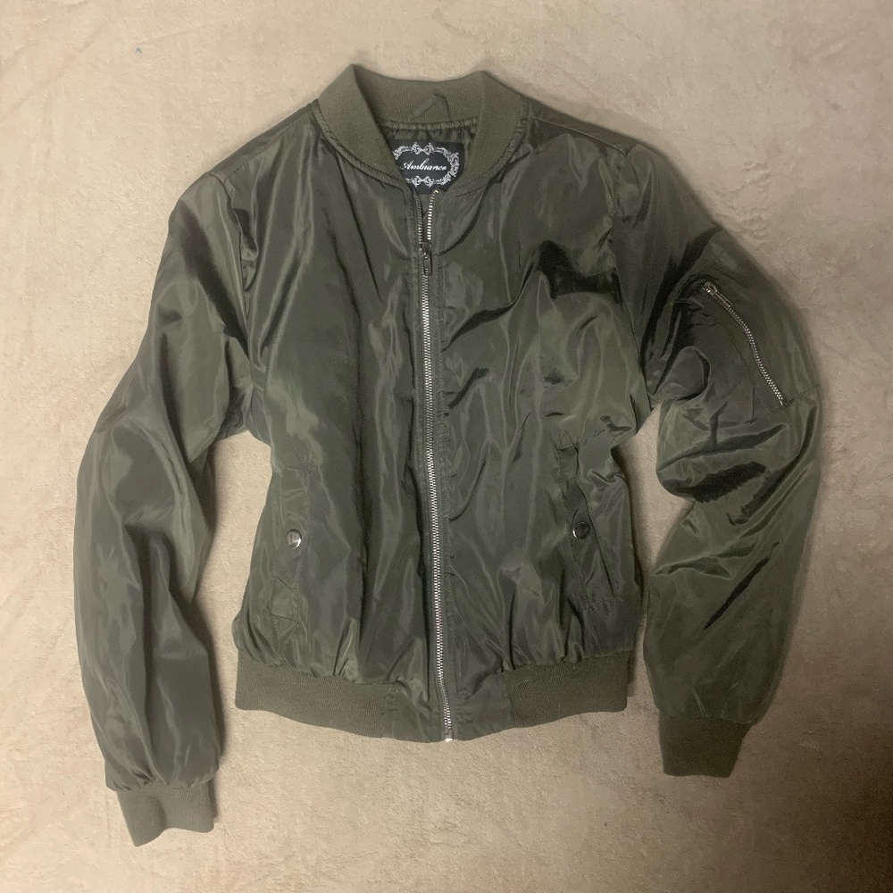 Army green bomber jacket